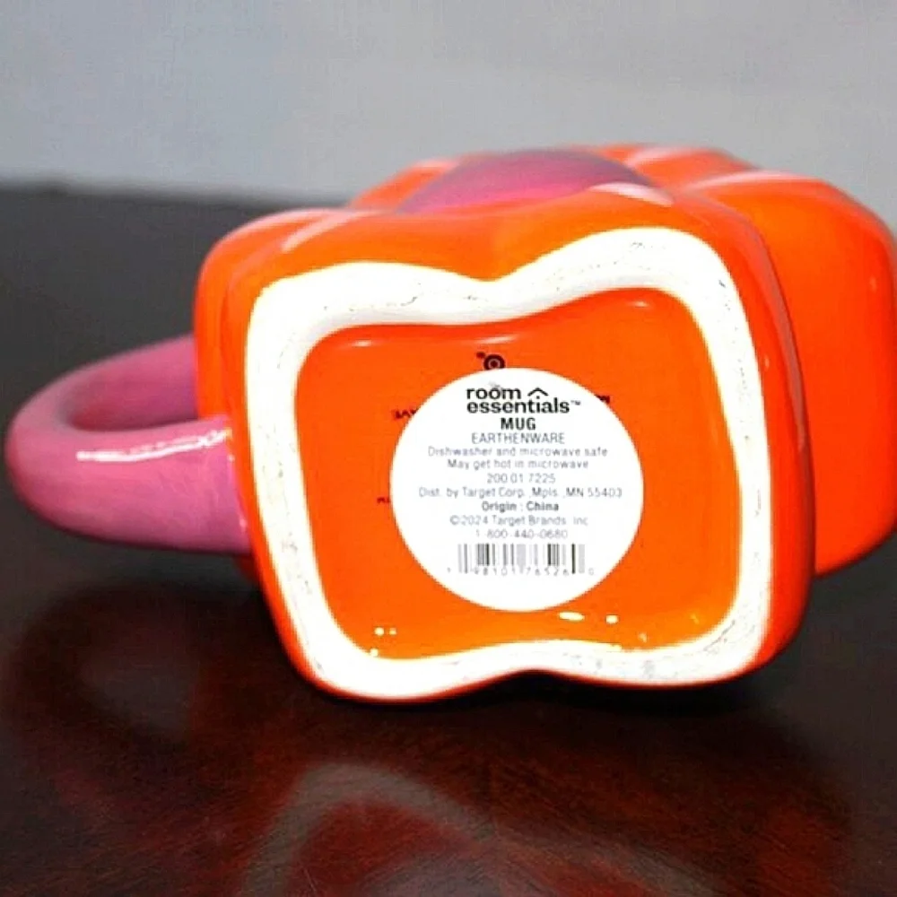NWT Room Essentials Orange Flower Earthenware Mug | Dishwasher & Microwave safe